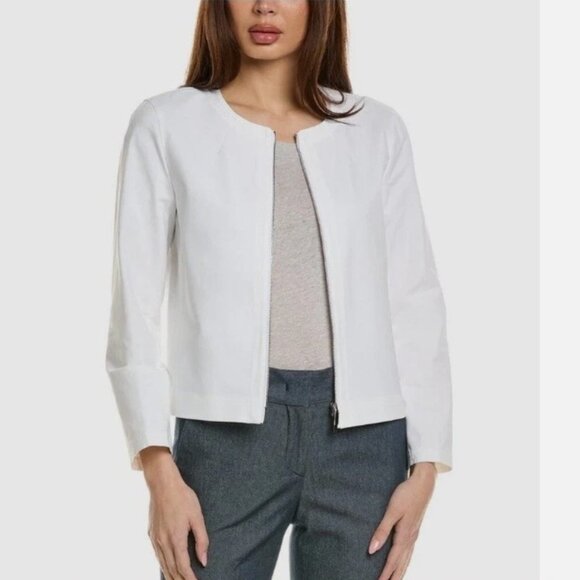 LAFAYETTE 148 LADIES BLAZER LARGE WHITE OPEN CAPSULE SUIT JACKET MINIMALIST - Picture 13 of 13